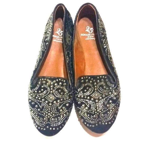 Donald J. Pliner Debbi Black Suede Studded Loafer Flats size 7.5 - Picture 1 of 9